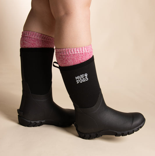 Mud Dogs 34SED060 Womens Wellington Boot Socks Pink