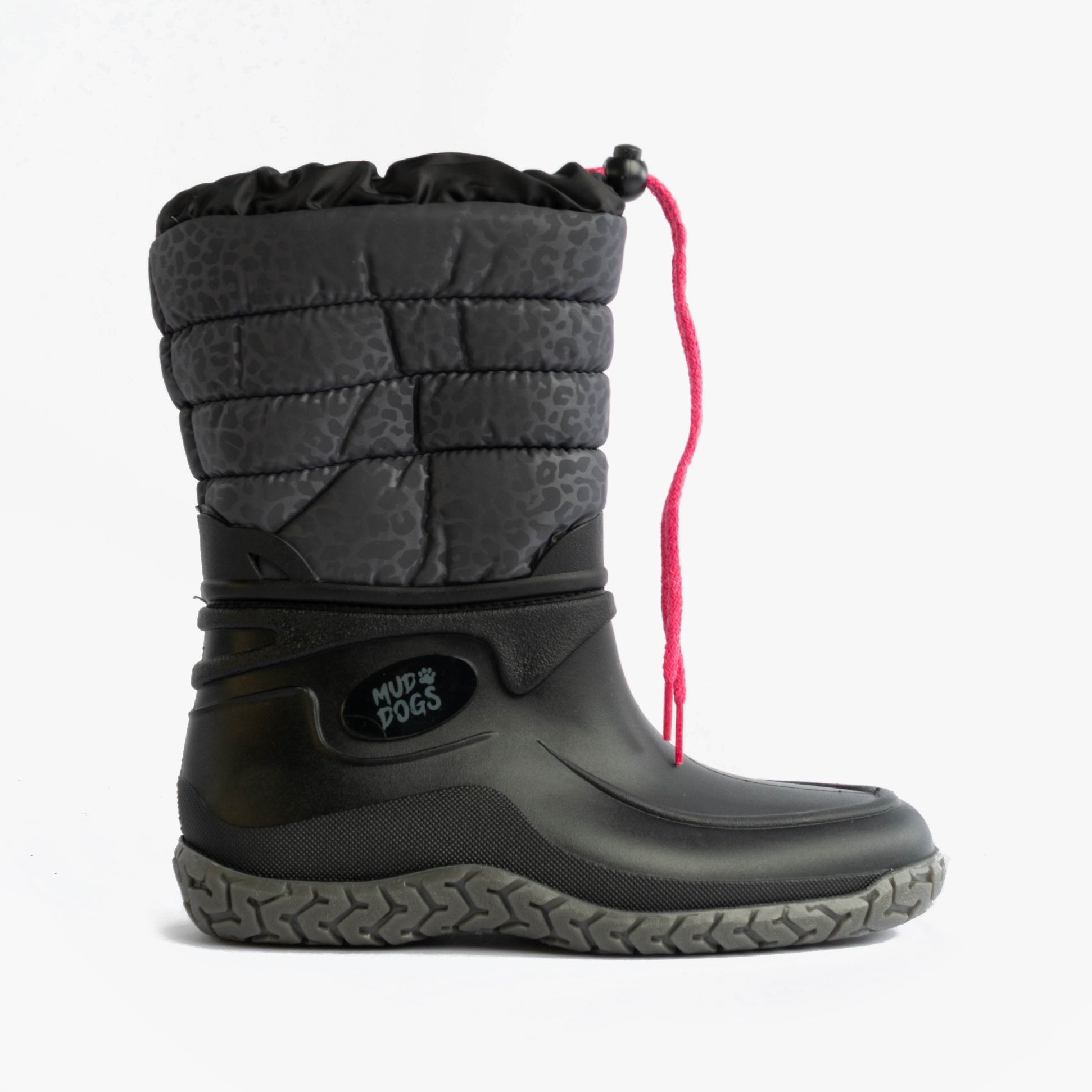 Mud Dogs NORDIC Womens Warm Lined Boots Black/Pink Leopard