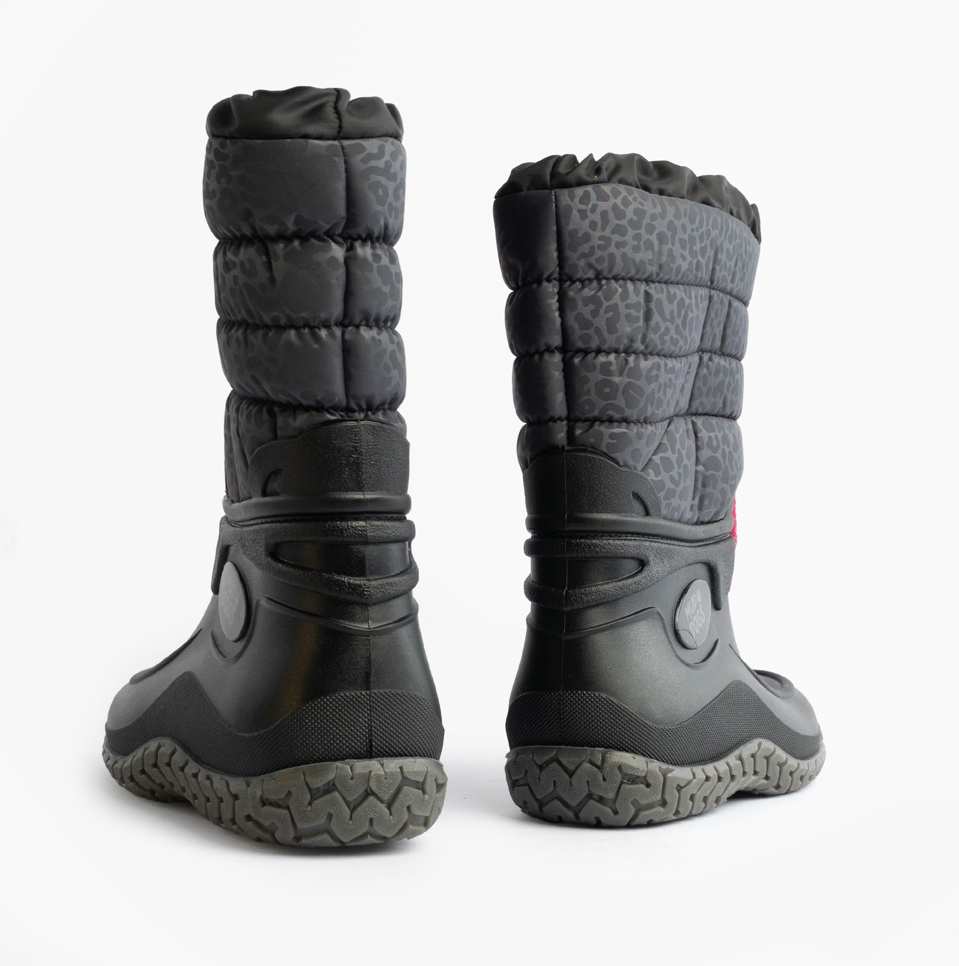 Mud Dogs NORDIC Womens Warm Lined Boots Black/Pink Leopard