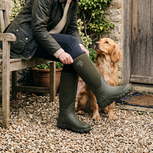 Mud Dogs RUTLAND TALL Unisex Neoprene Wellies Olive