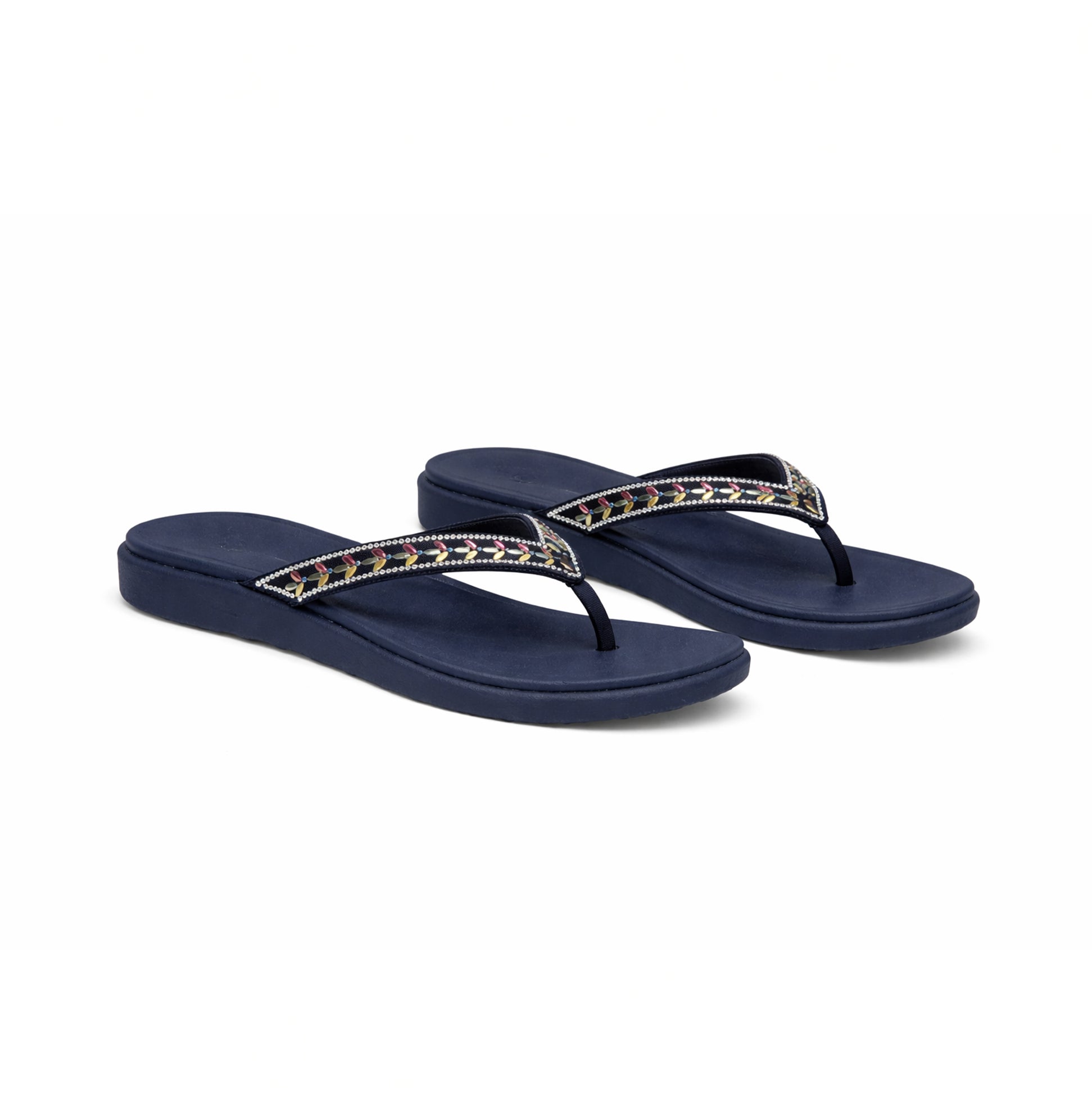 Skechers MEDITATION LUXE - CLASSIC ROM Womens Toe-Post Sandals Navy/Multi