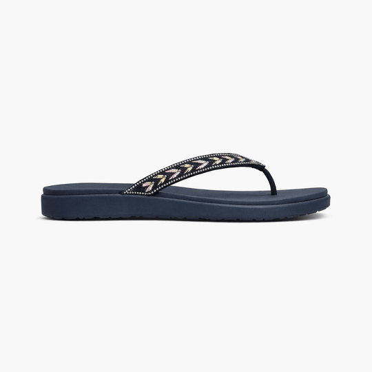 Skechers MEDITATION LUXE - CLASSIC ROM Womens Toe-Post Sandals Navy/Multi