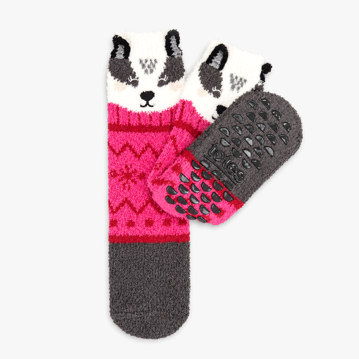 Totes Toasties NOVELTY SUPER SOFT SLIPPER SOCKS Womens Slipper Socks Badger