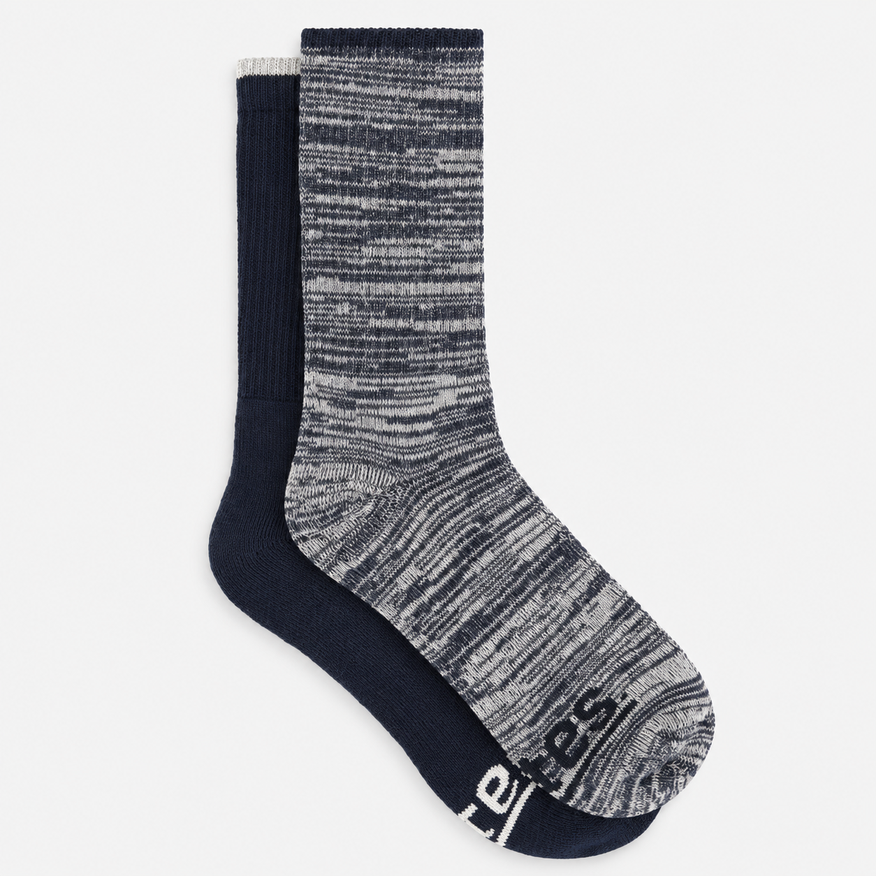 Totes Toasties TERRY SOCK WITH ARCH SUPPORT (TWIN PACK) Mens Crew Socks Grey / Navy Mix