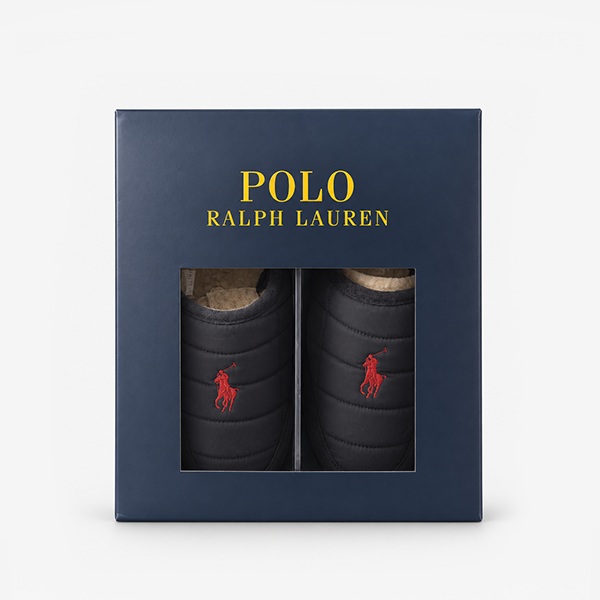 Polo Ralph Lauren READ SCFF II Mens Mules Navy Nylon/Navy Suede with Red