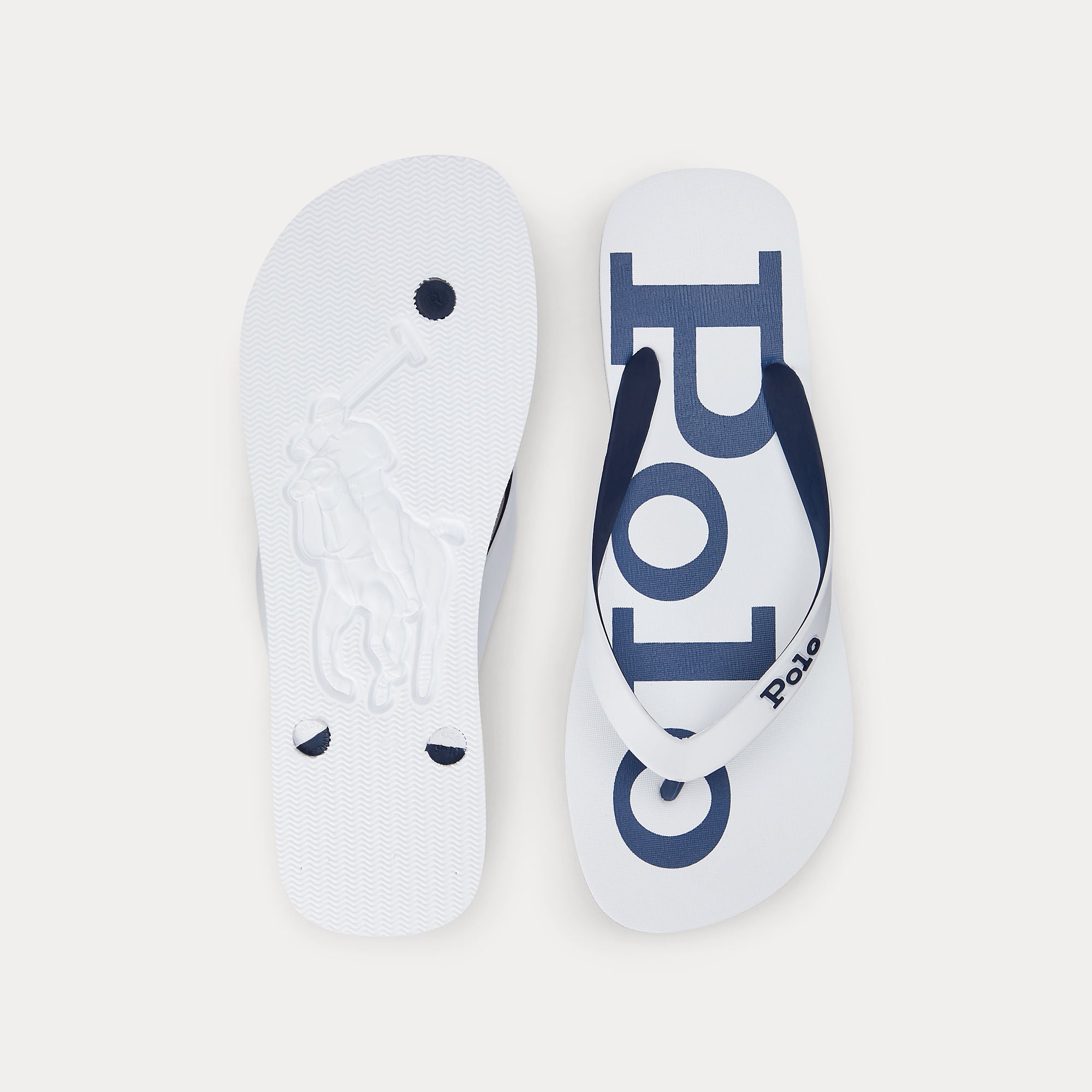 Polo Ralph Lauren BOLT Mens Toe-Post Sandals White/Newport Navy