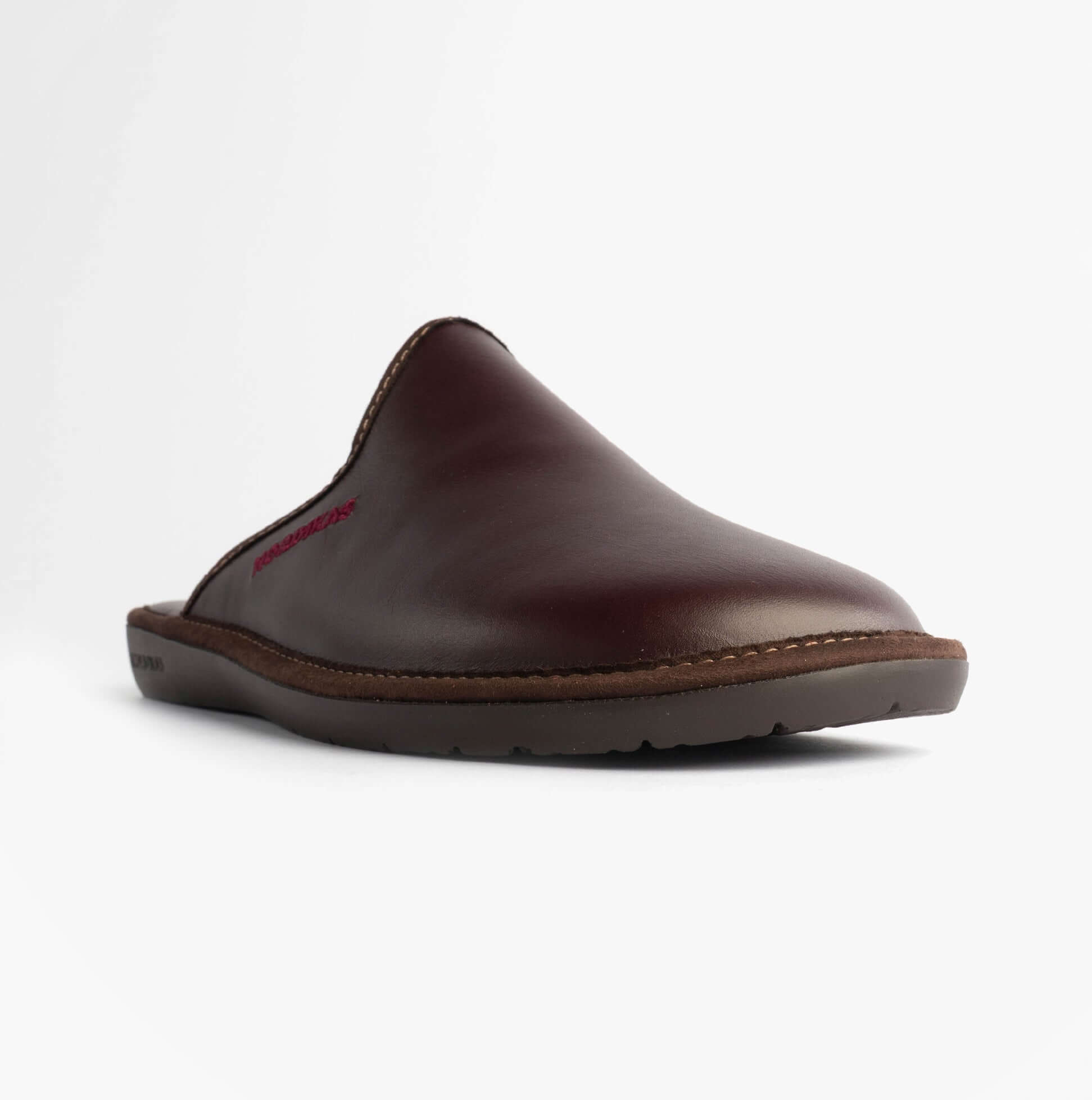 Nordikas 131 Mens Leather Mule Slippers Bordo