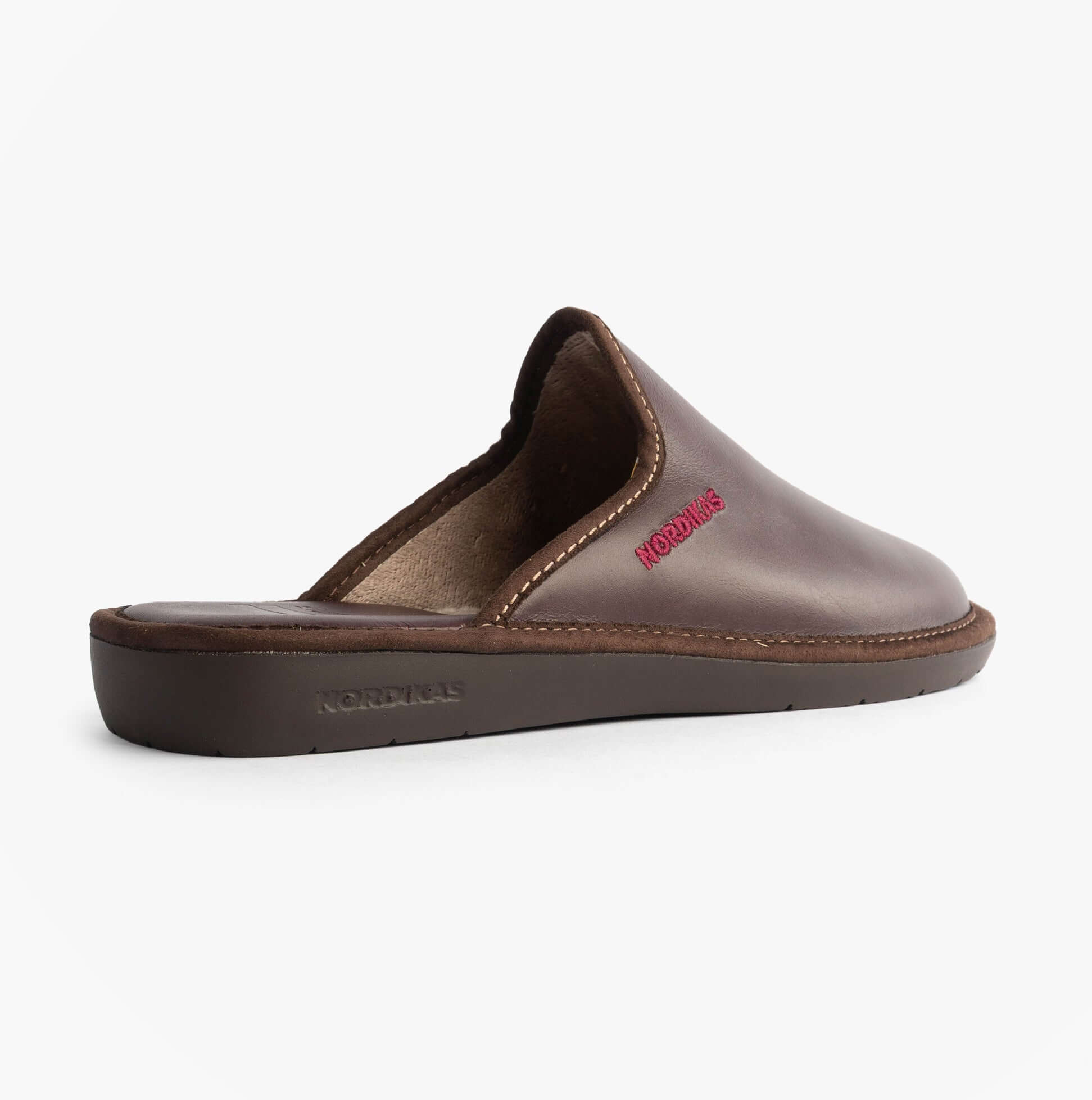 Nordikas 131 Mens Leather Mule Slippers Bordo
