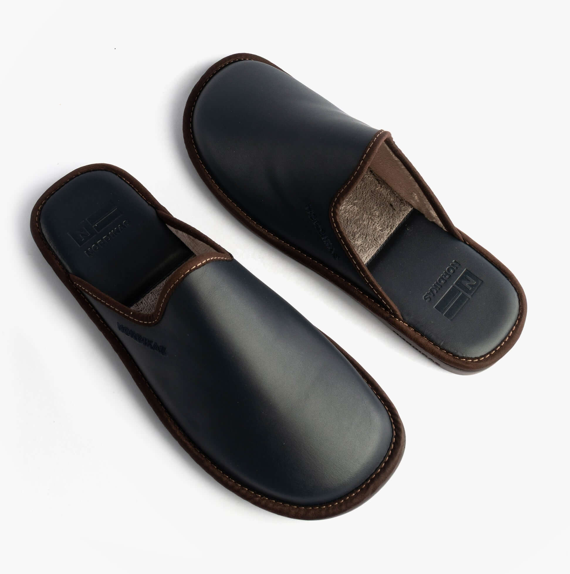 Nordikas 131 Mens Leather Mule Slippers Navy