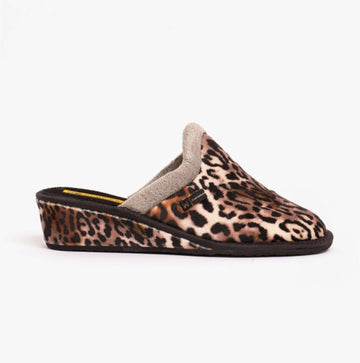 Nordikas 1614 Womens Mule Slippers Leopard