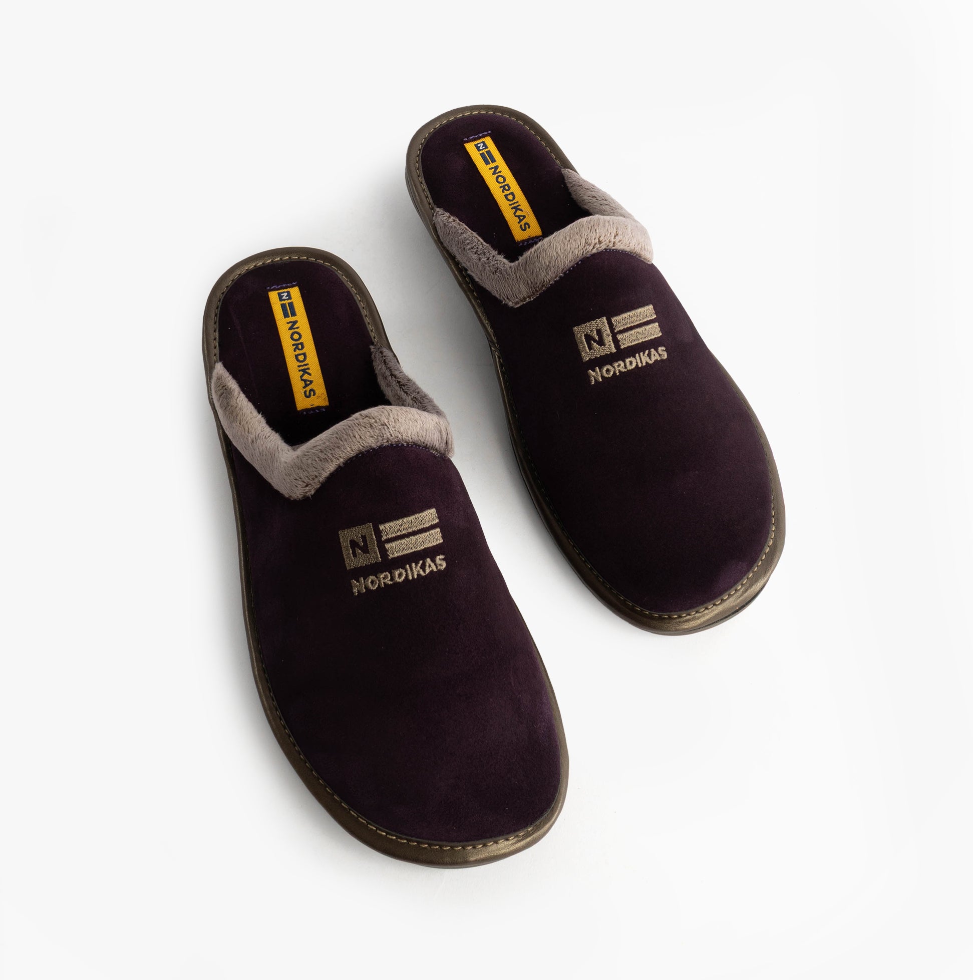 Nordikas 238 Womens Suede Mule Slippers Purple