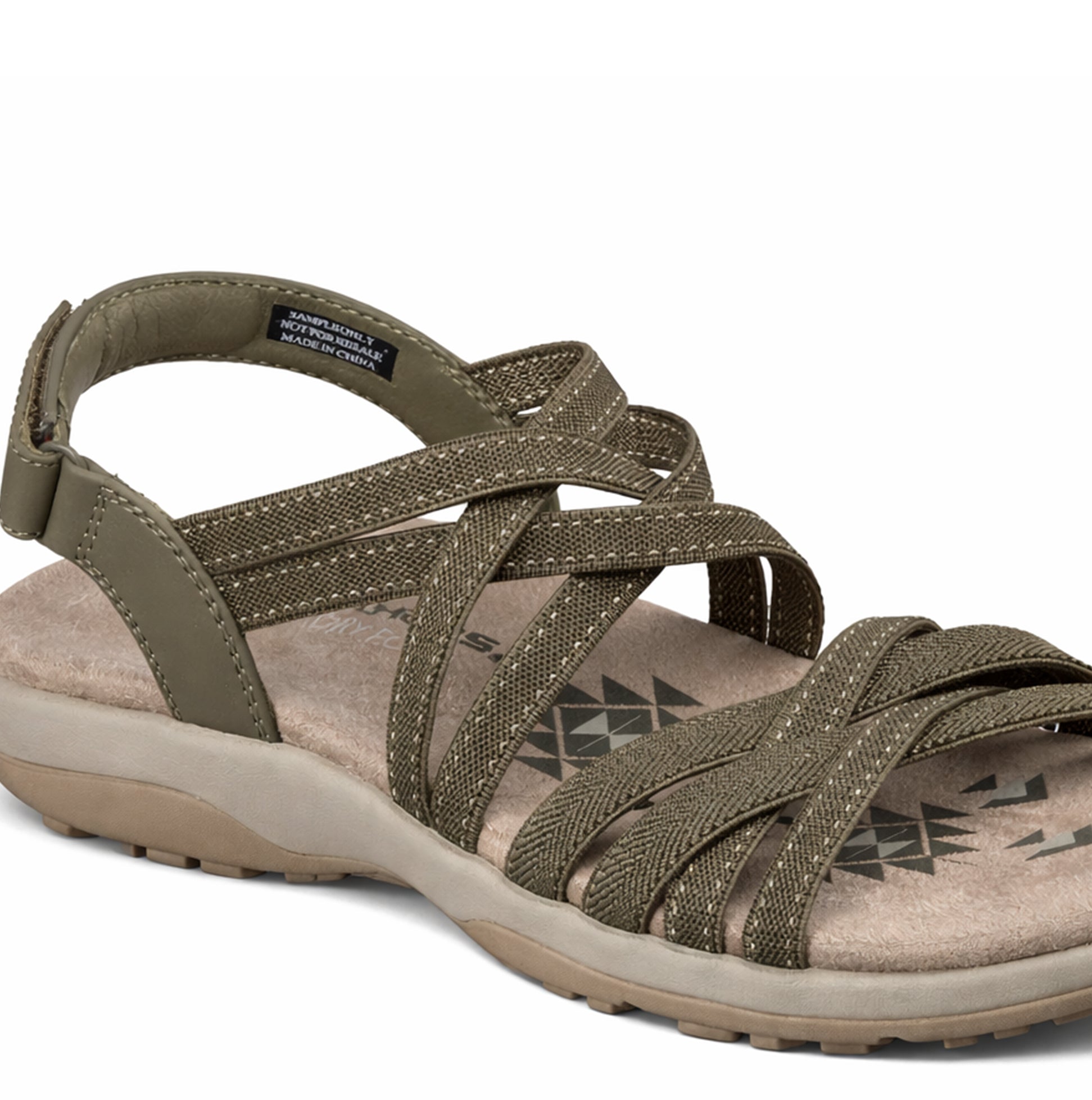 Skechers REGGAE SLIM - SUMMER GETAWAY Womens Cross Strap Sandals Olive