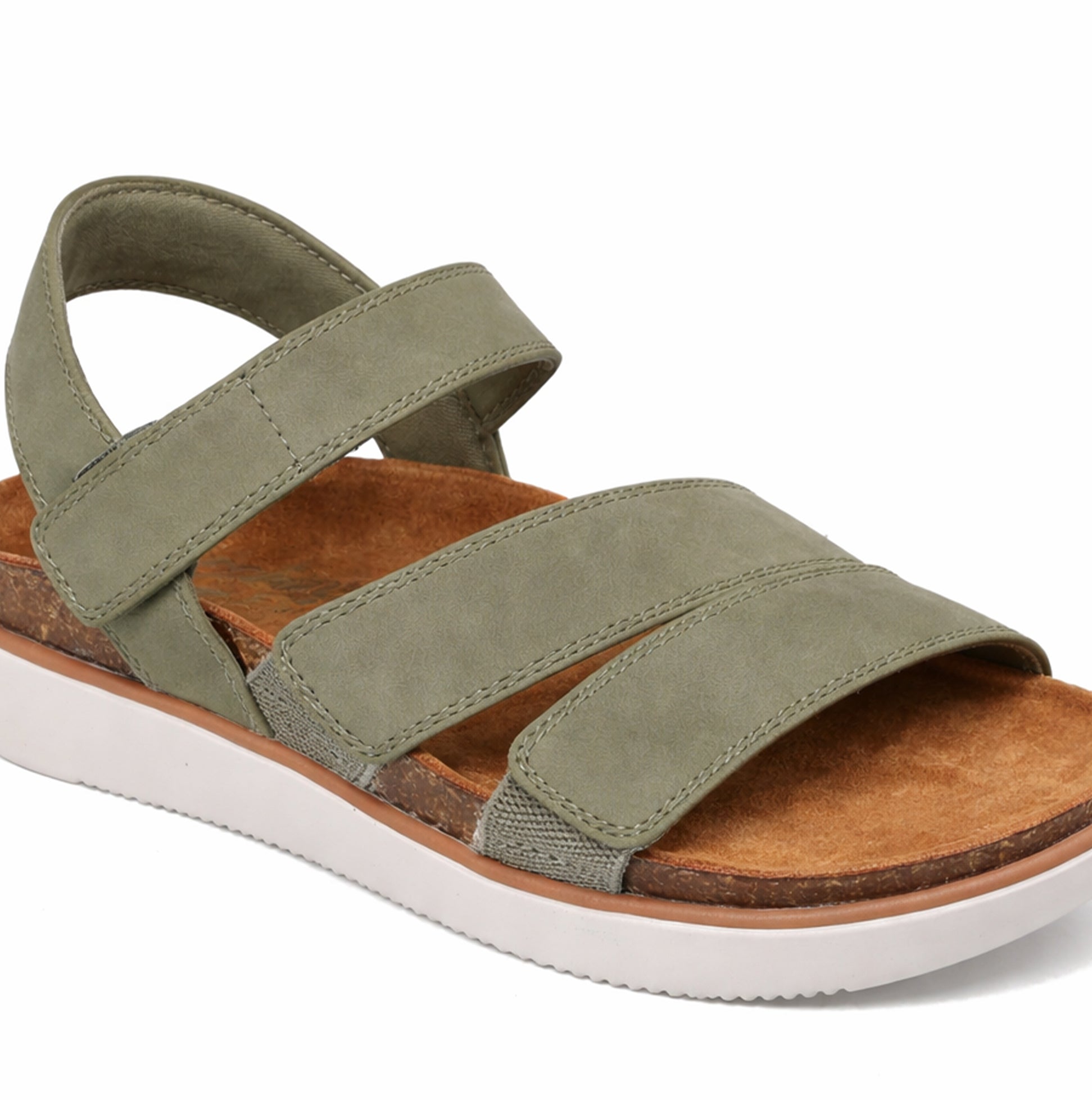 Skechers LIFTED COMFORT Womens Ankle Strap Sandals Olive