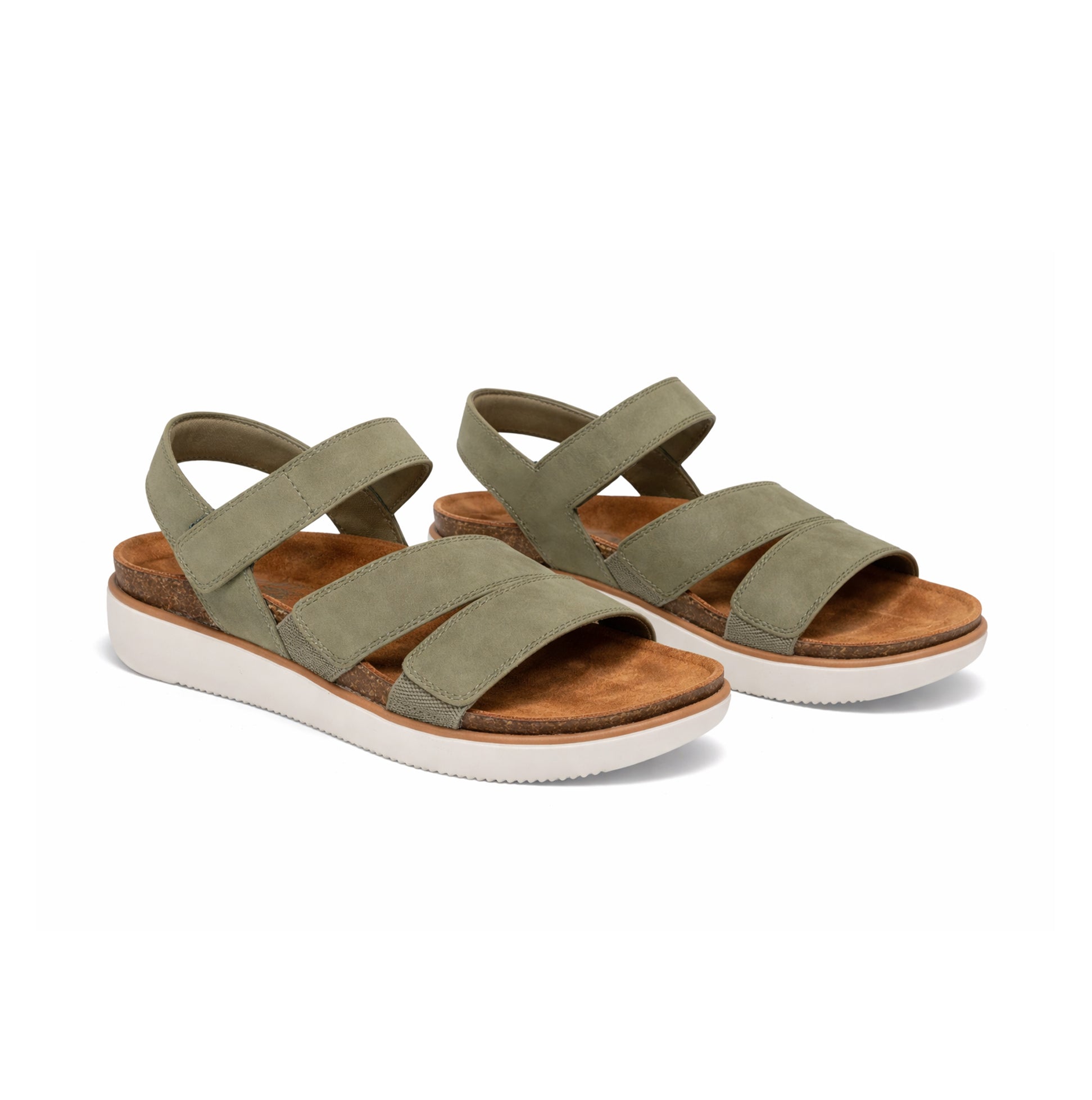 Skechers LIFTED COMFORT Womens Ankle Strap Sandals Olive