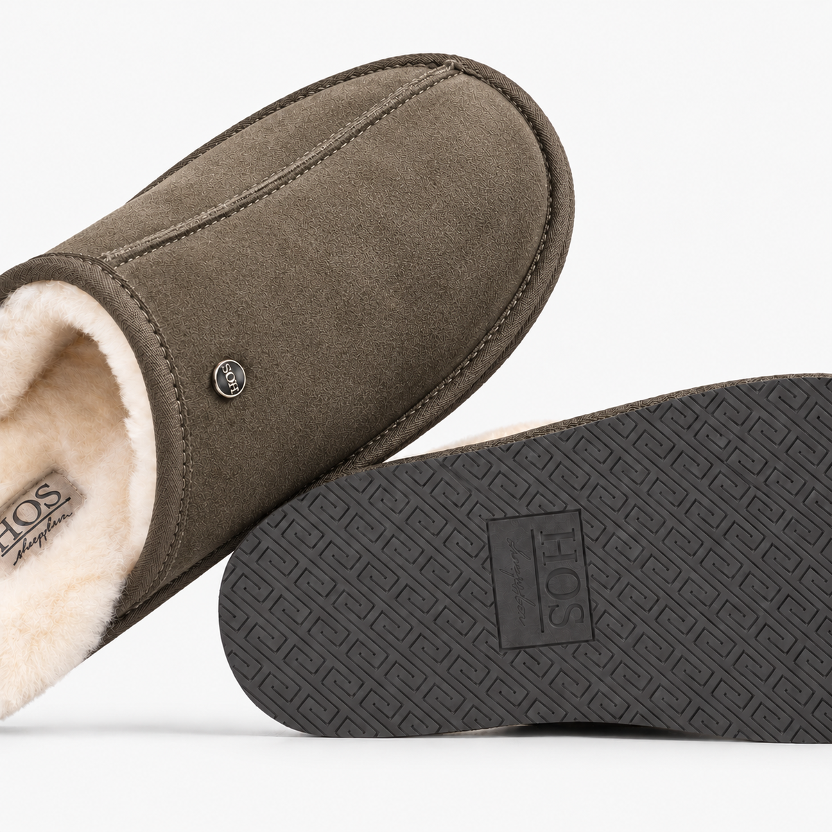 HOS Sheepskin EDWIN Mens Mules Olive