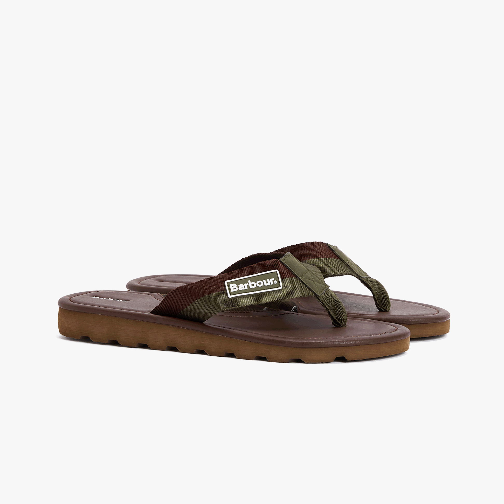 Barbour HARKER Mens Toe-Post Sandals Choc/Olive