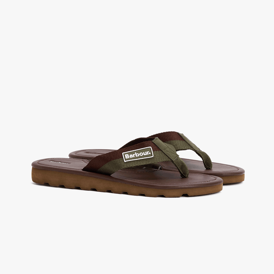 Barbour HARKER Mens Flip Flops Choc/Olive