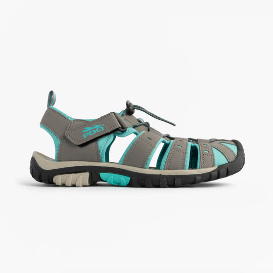 PDQ SASHA Womens Toggle & Velcro Summer Trail Sandals Grey/Mint