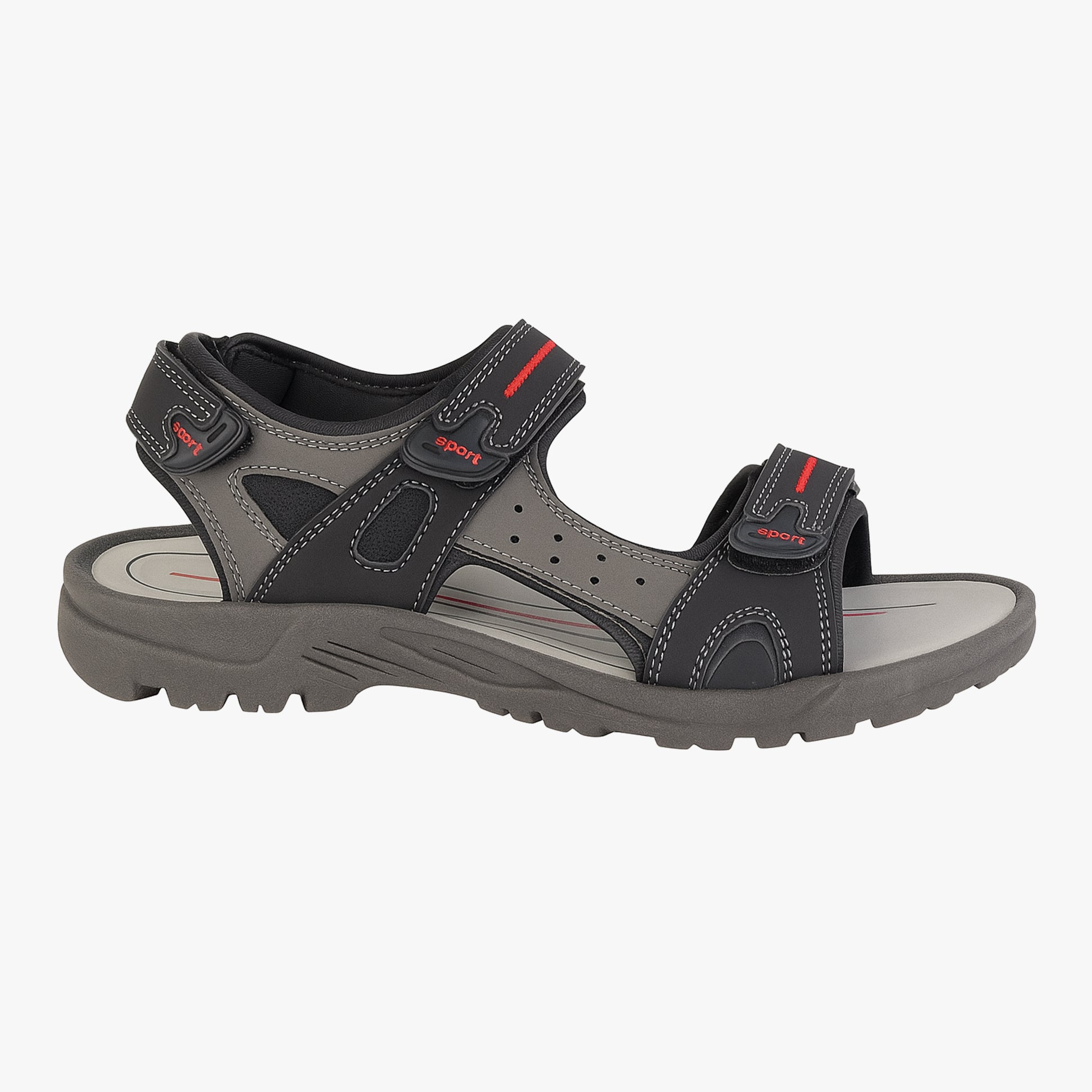 PDQ Black PU 3 Touch Fastening Adjustable Sports Sandal