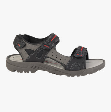 PDQ Black PU 3 Touch Fastening Adjustable Sports Sandal