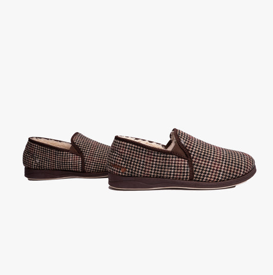 Padders ALBERT 2 Mens (G Fit) Slippers Brown Hounds Tooth