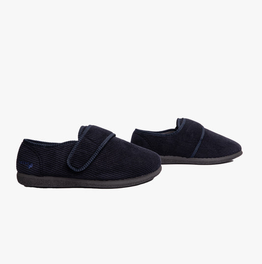 Padders OLIVER Mens Touch Fasten Full Slippers Navy