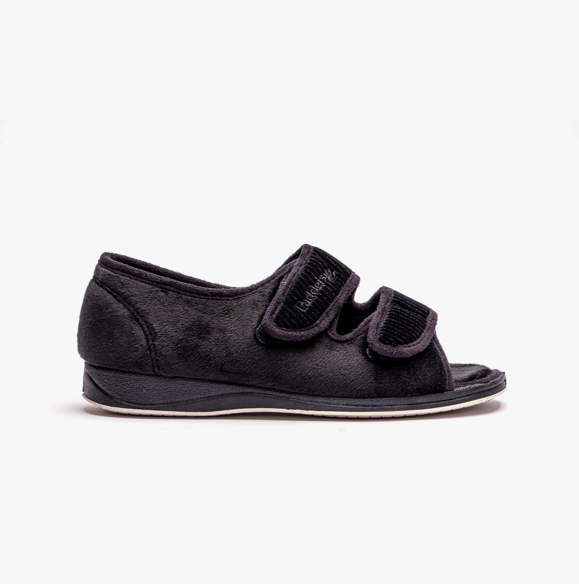 Padders LYDIA X Womens (6E Fit) Touch Fasten Slippers Black