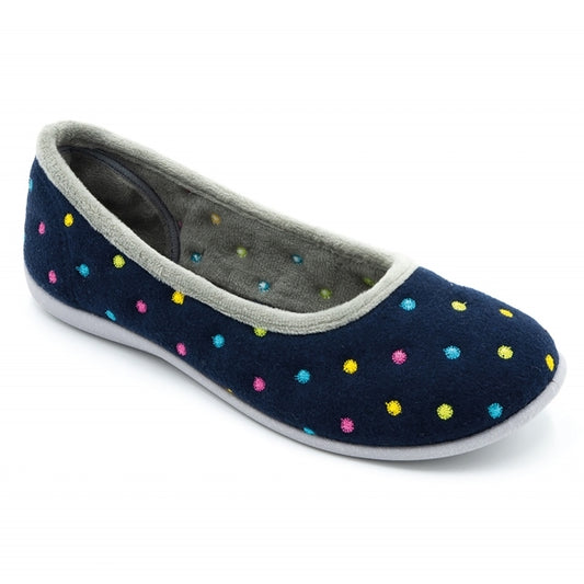 Padders BALLERINA Womens Full Slippers Navy Combi