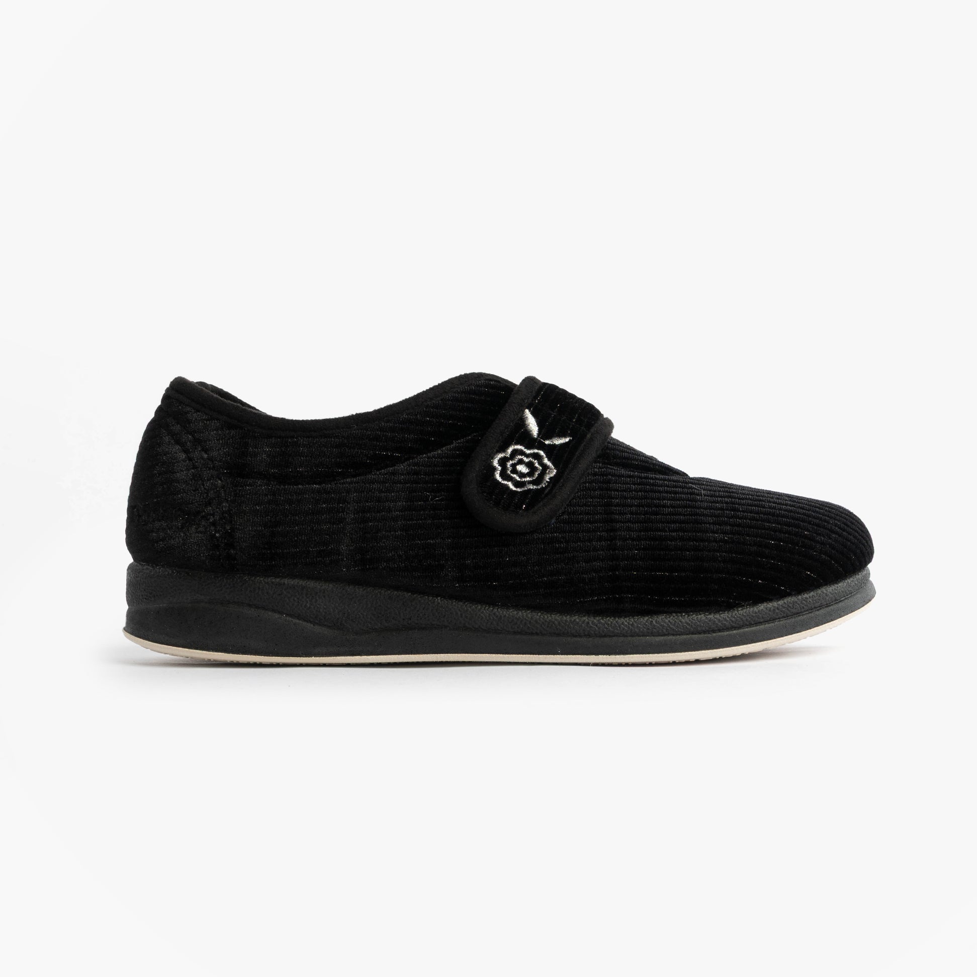 Padders CAMILLA Womens (2E Fit) Touch Fasten Slippers Black