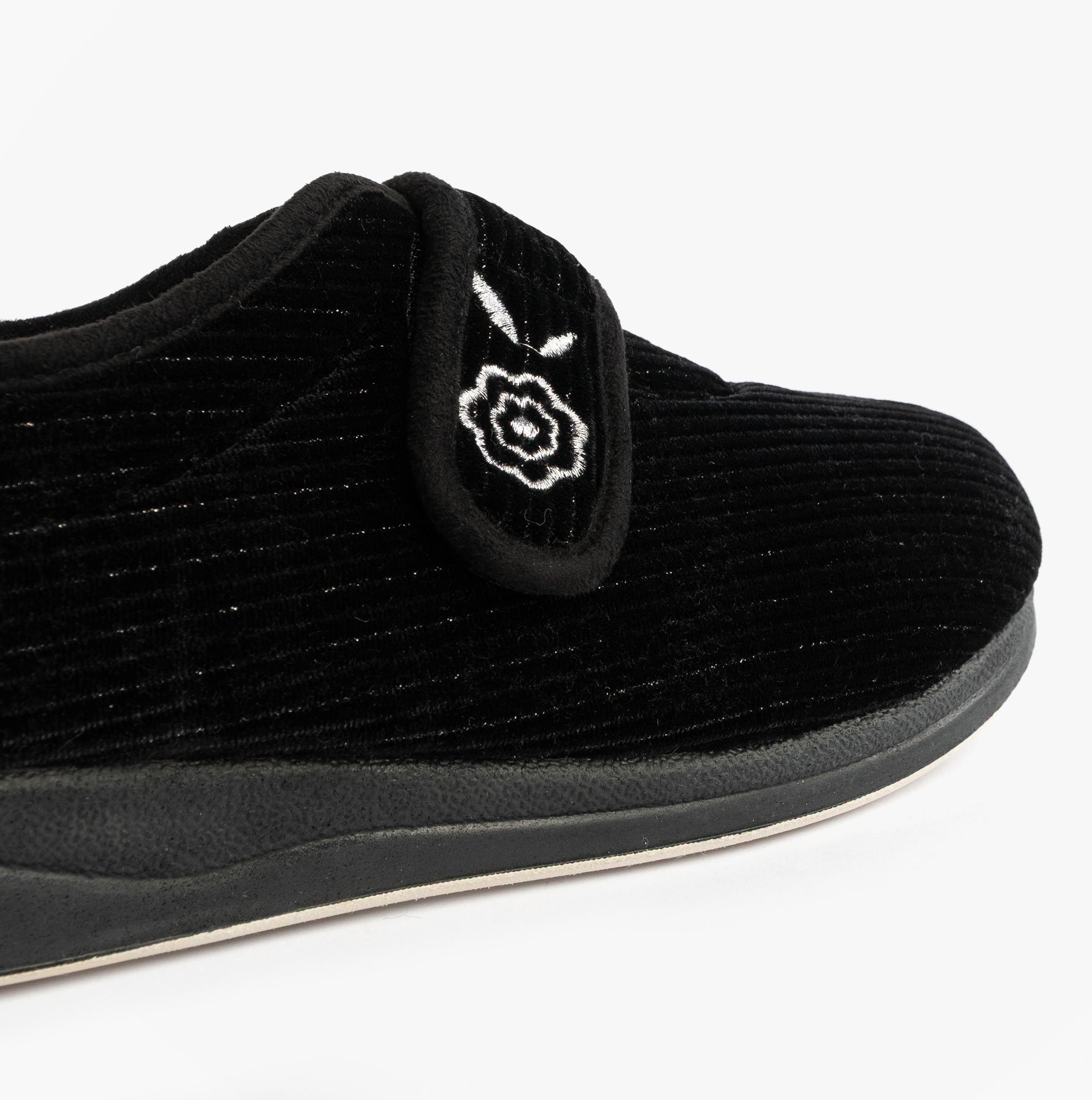 Padders CAMILLA Womens (2E Fit) Touch Fasten Slippers Black