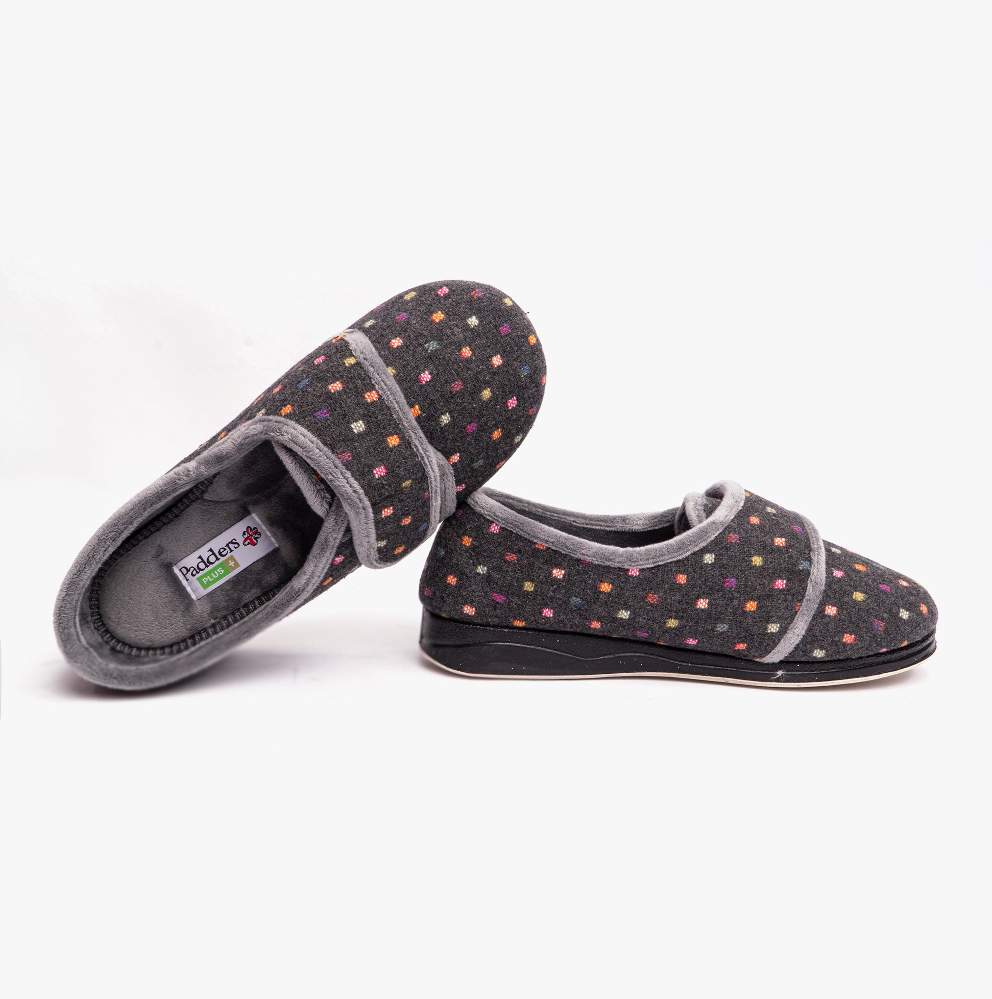 Padders REPOSE Womens (2E Fit) Full Slippers Charcoal