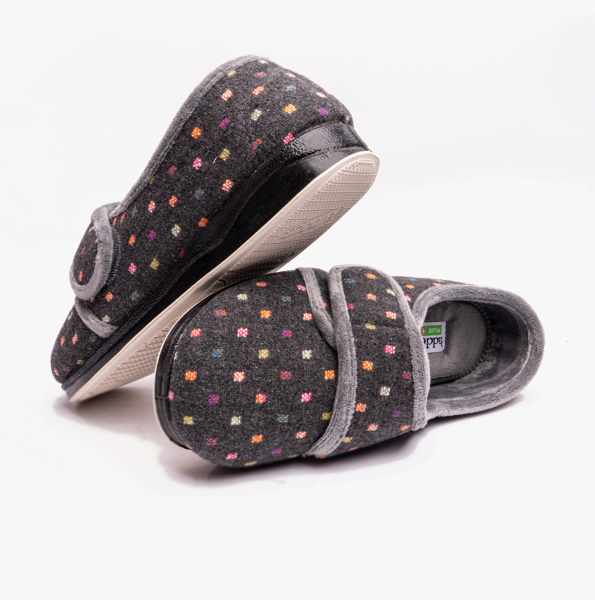 Padders REPOSE Womens (2E Fit) Full Slippers Charcoal