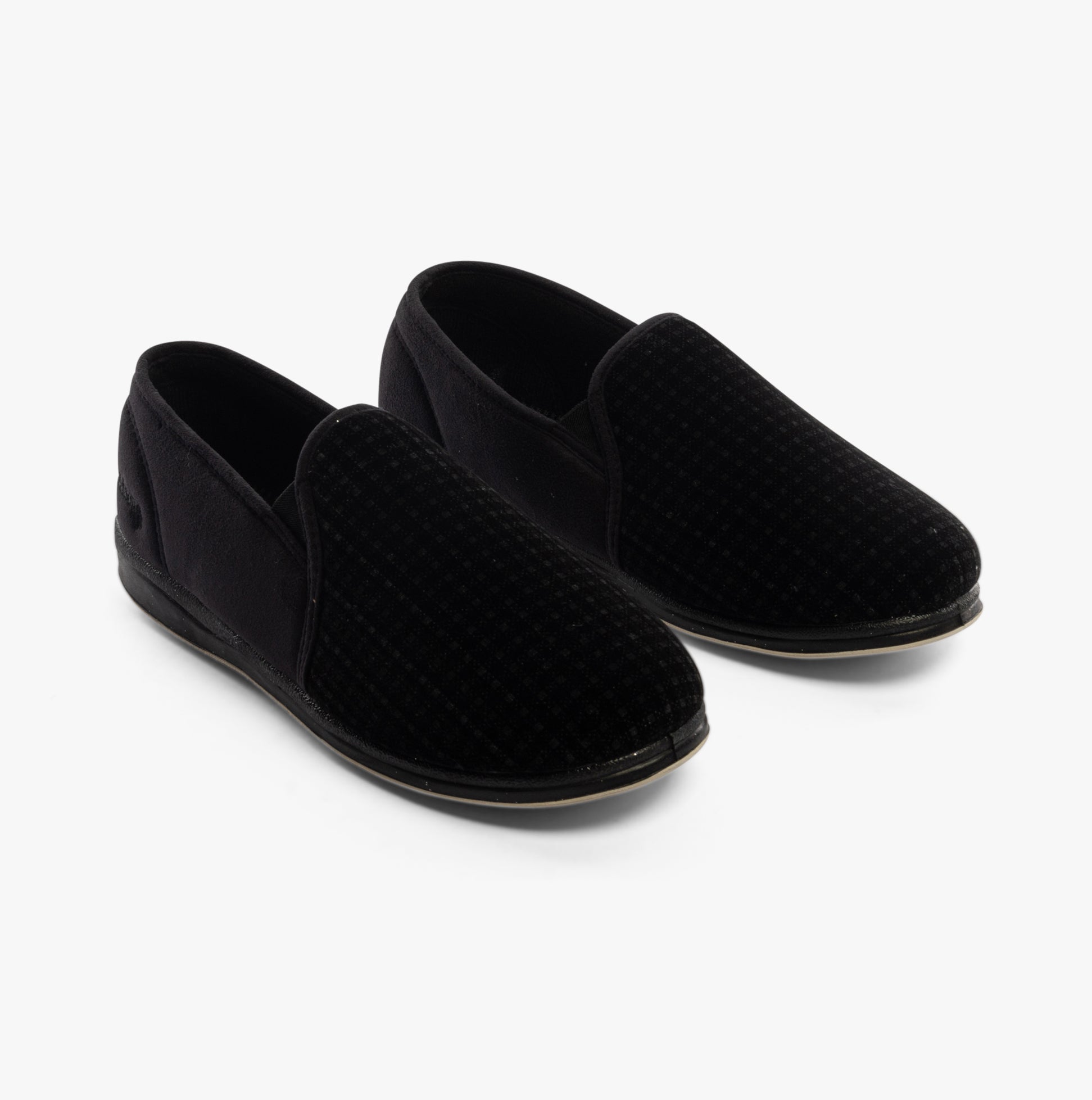 Padders ALBERT Mens Moccasin Slippers Black Check