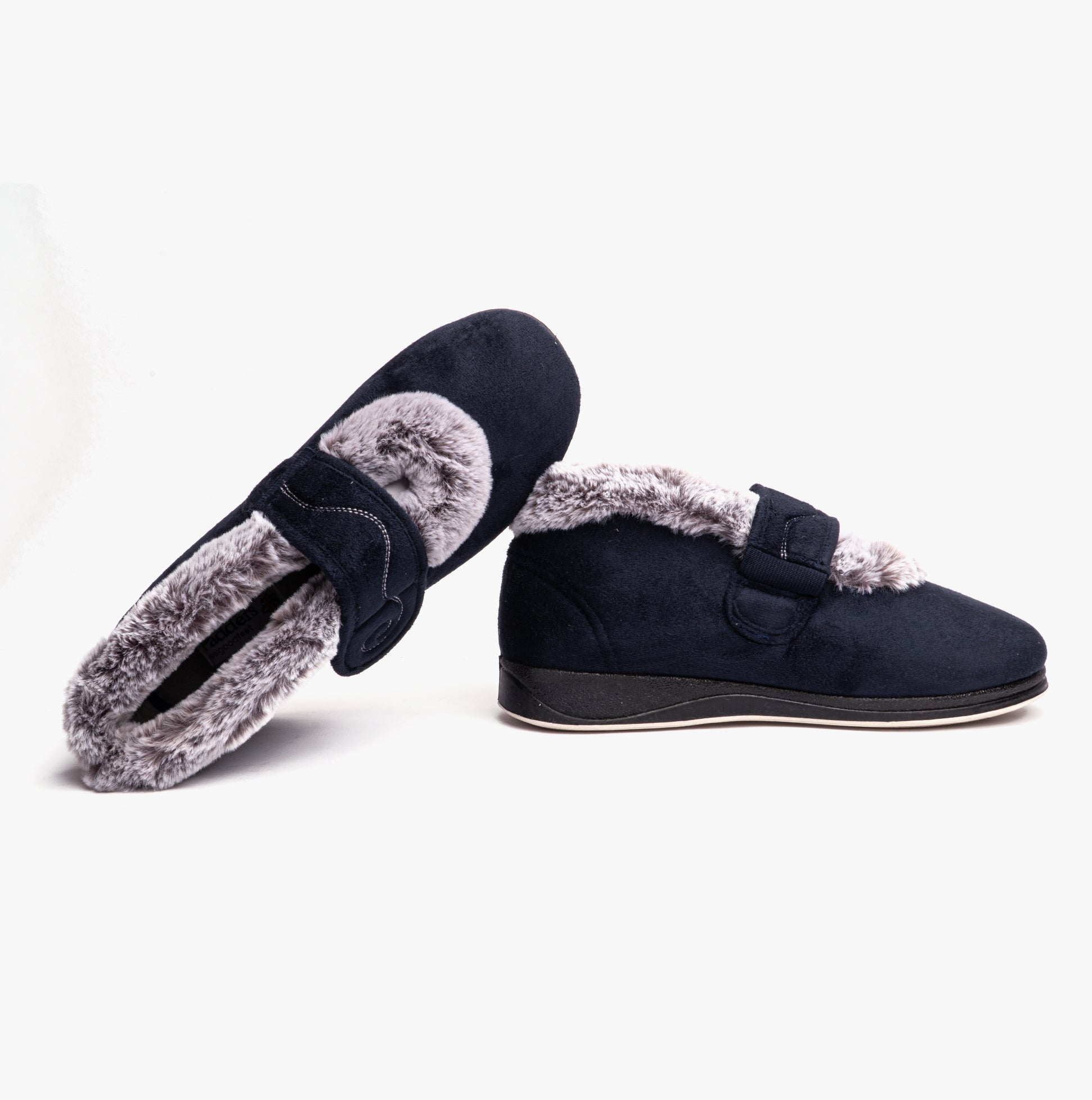 Padders HUSH Womens (2E Fit) Touch Fasten Boot Slippers Navy