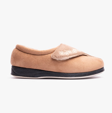 Padders HUG Womens (EE Fit) Touch Fasten Slippers Brown