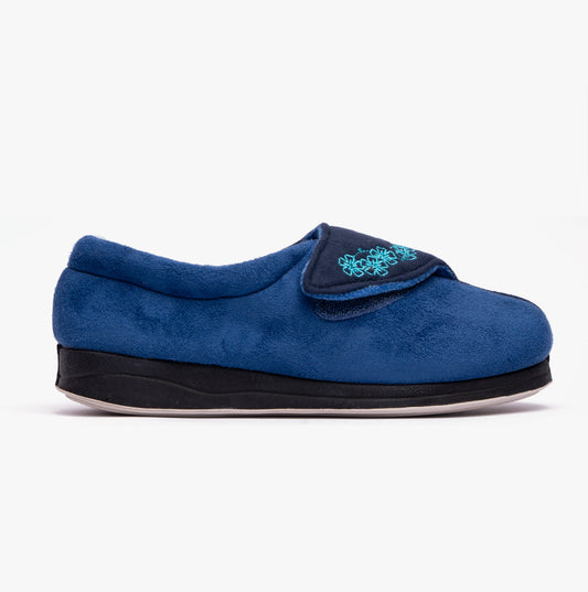 Padders HUG Womens (EE Fit) Touch Fasten Slippers Royal