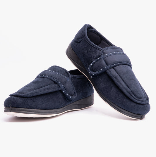 Padders ENFOLD Womens (EE Fit) Touch Fasten Full Slippers Navy