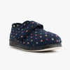 Padders CAMILLA Womens Touch Fasten Polka Dot Slippers Navy/Multi