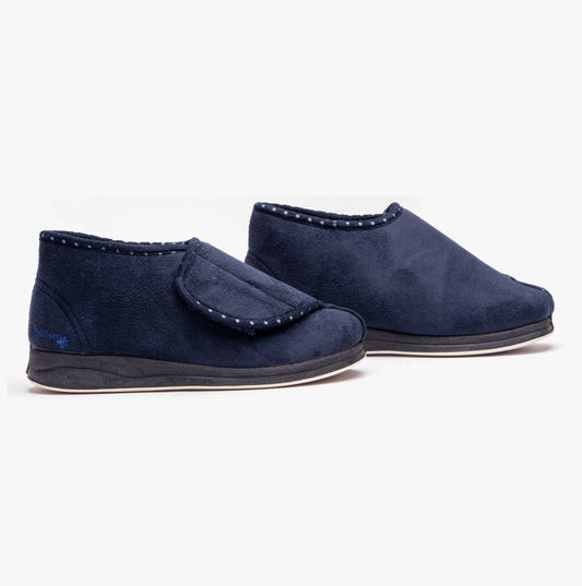 Padders CHERISH Womens (EE Fit) Touch Fasten Boot Slippers Navy