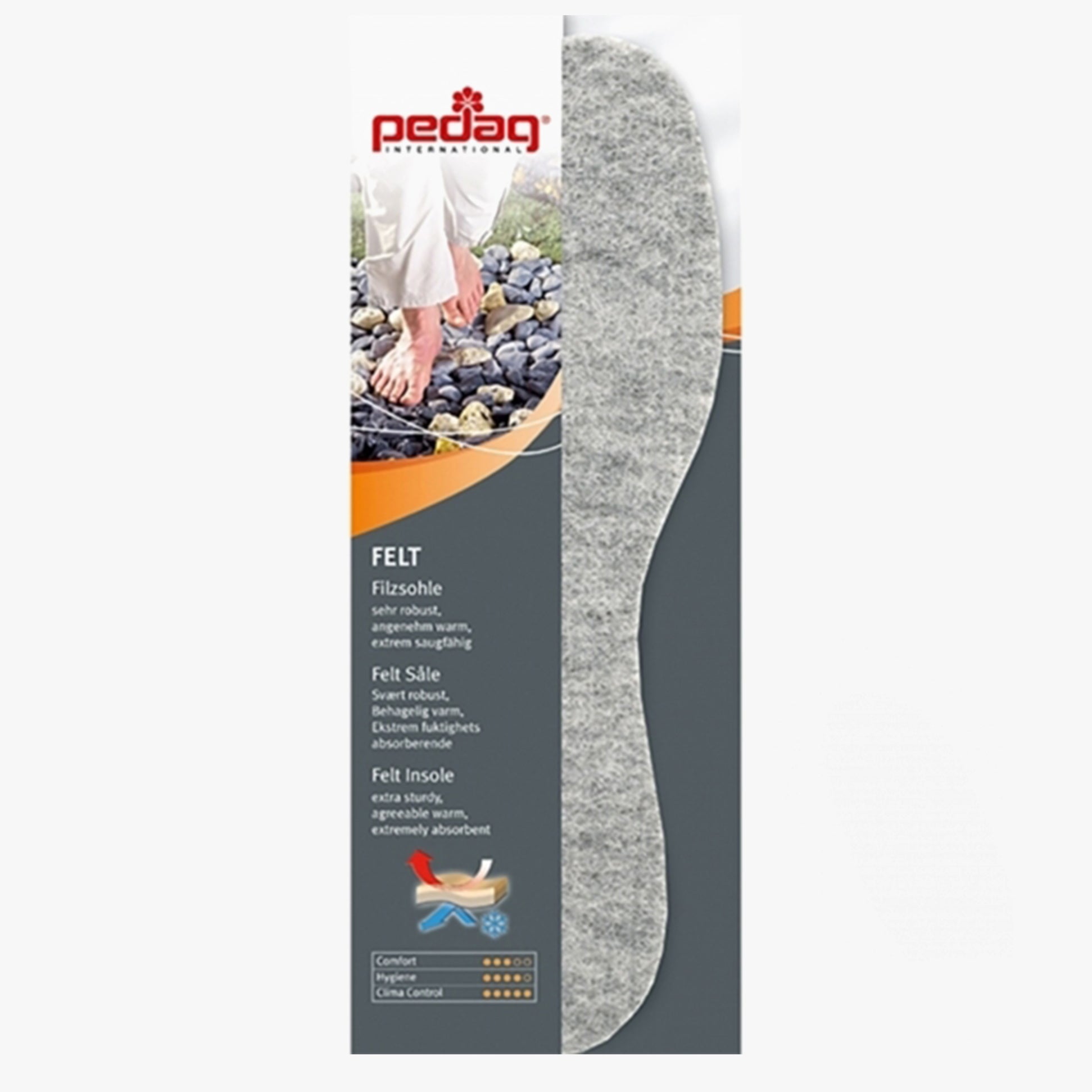 Pedag Unisex Felt Anti-Slip Boot Insoles