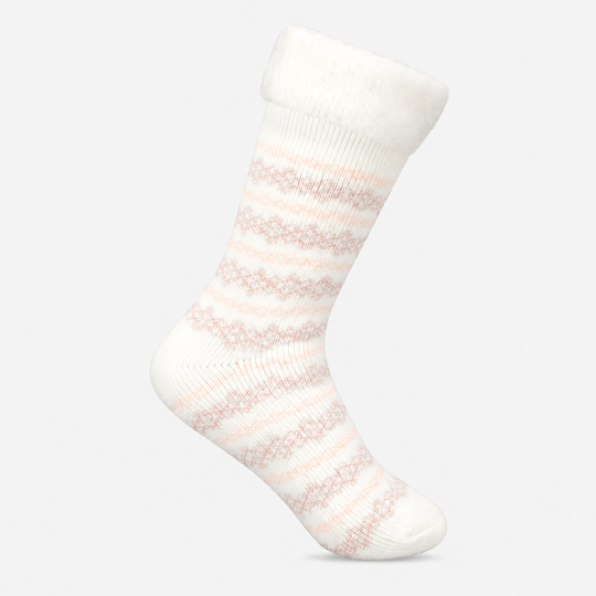 Totes Toasties PREMIUM BRUSHED THERMAL BED SOCK (TWIN PACK) Womens Bed Socks Cream / Pink