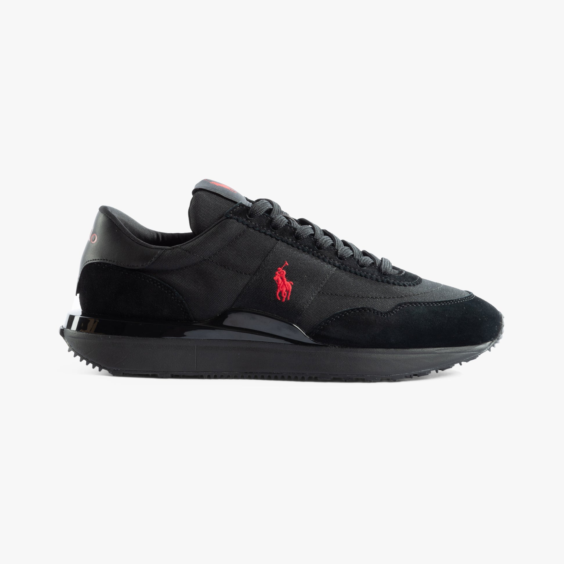 Polo Ralph Lauren TRAIN 89 Mens Trainers Triple Black/Red