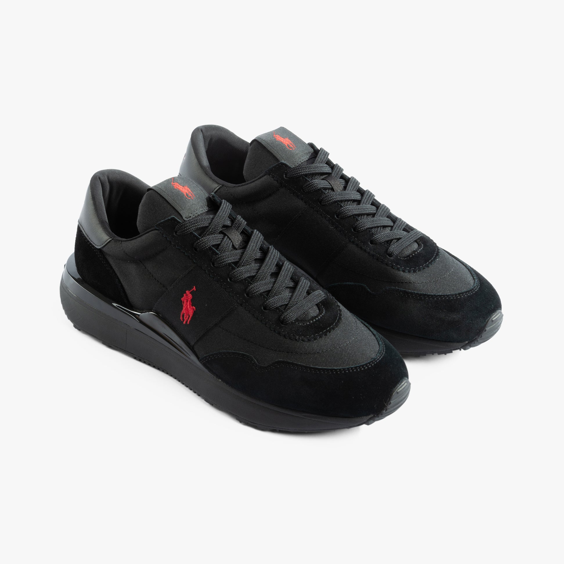 Polo Ralph Lauren TRAIN 89 Mens Trainers Triple Black/Red