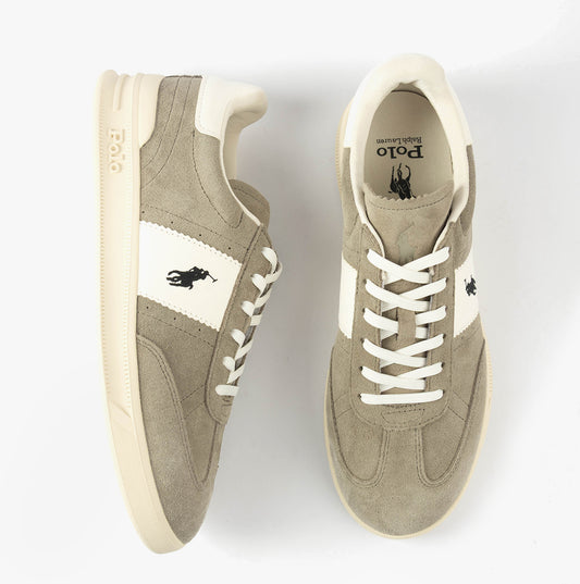 Polo Ralph Lauren HRT AERA Mens Trainers Earth Grey/Deckwash White