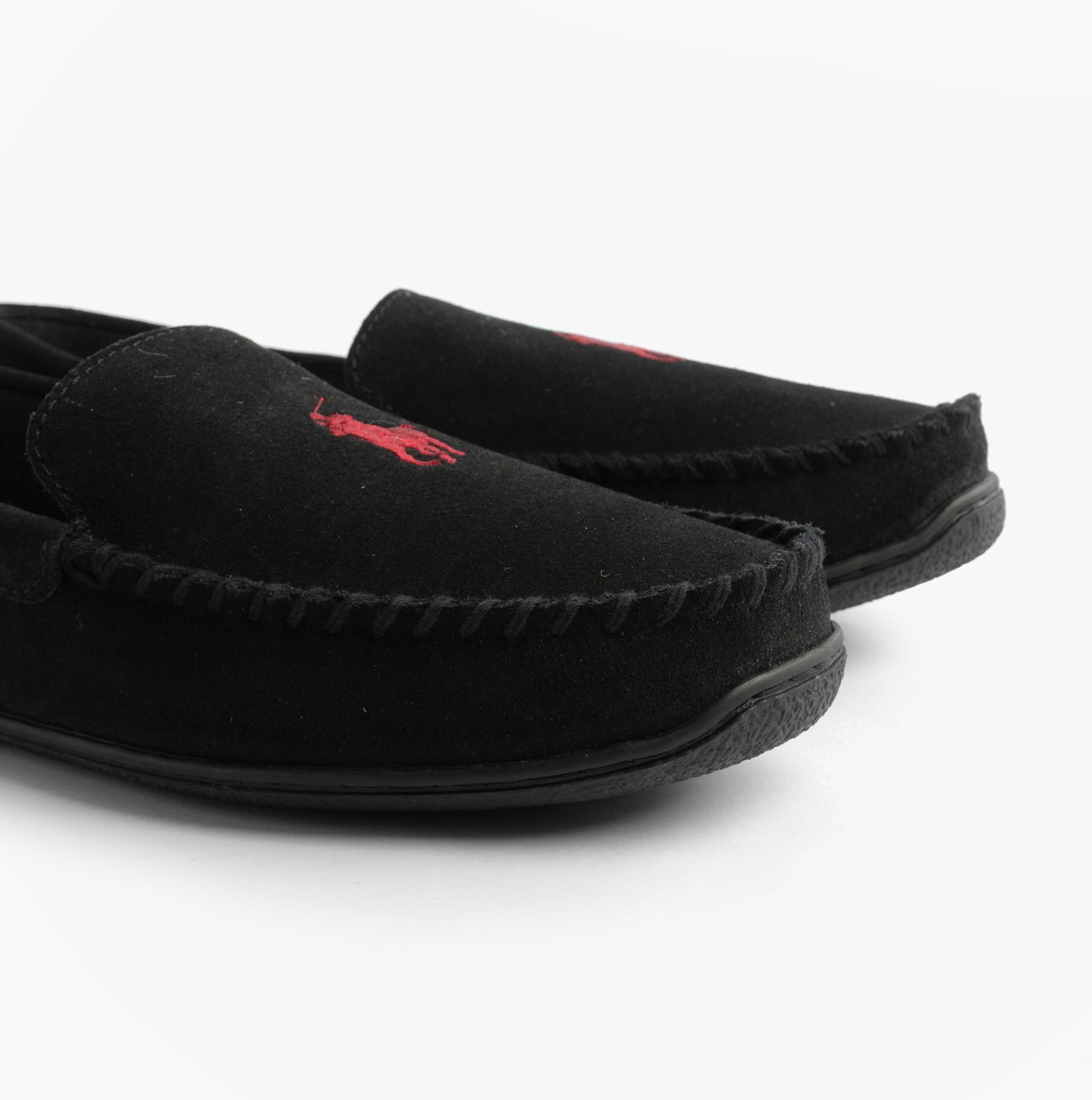 Polo Ralph Lauren BRENAN Logo Mens Dress Suede Slippers Black/Wine