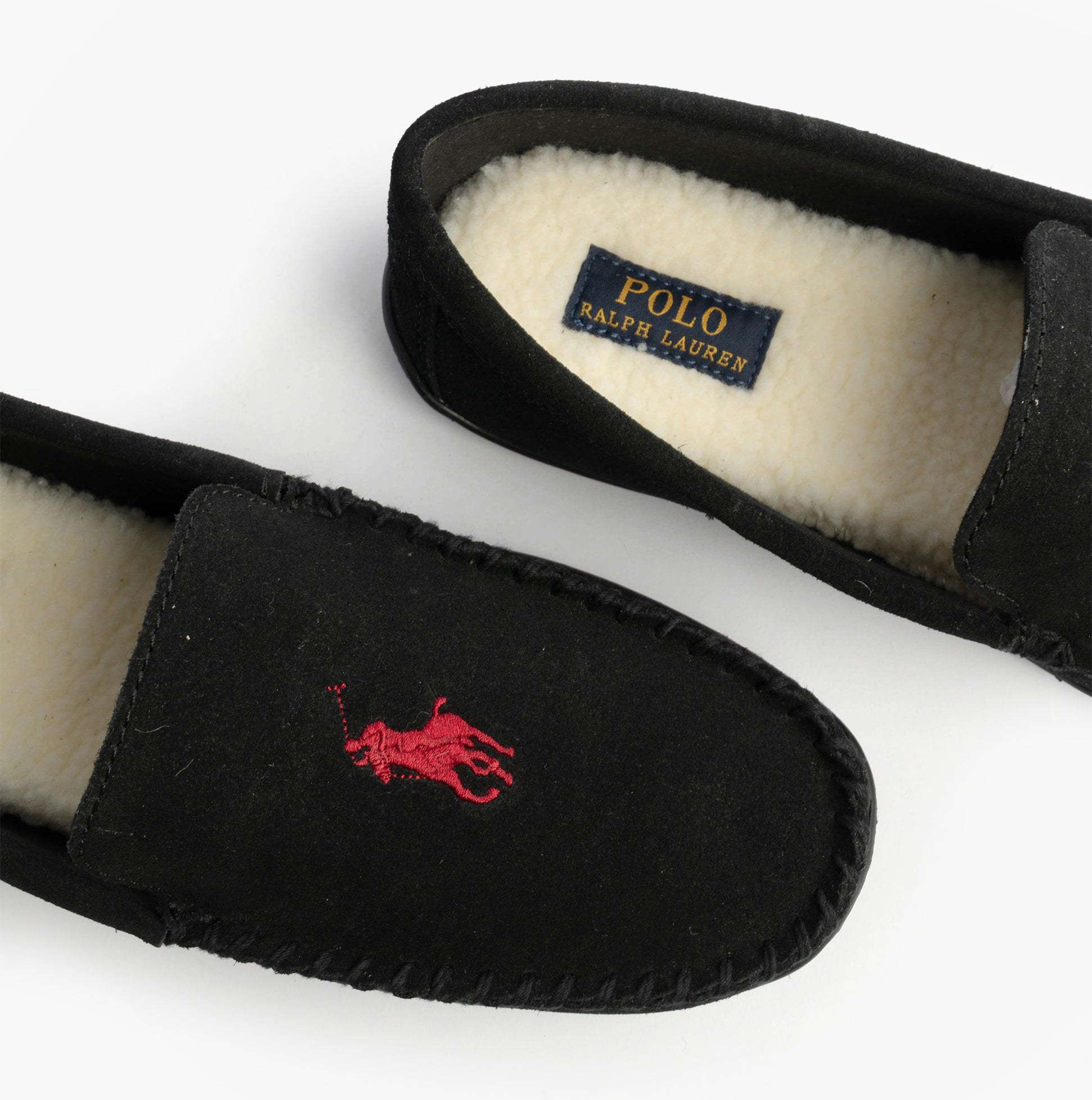 Polo Ralph Lauren BRENAN Logo Mens Dress Suede Slippers Black/Wine