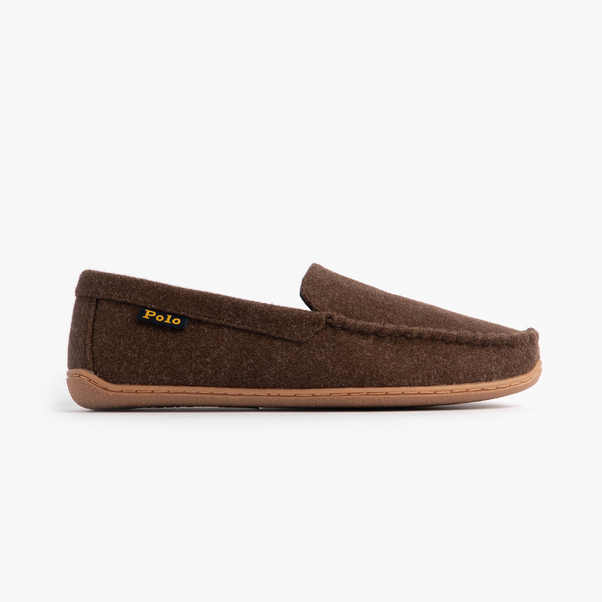 Polo Ralph Lauren BRENAN WOOL Mens Dress Shoe Slippers Brown/Cream