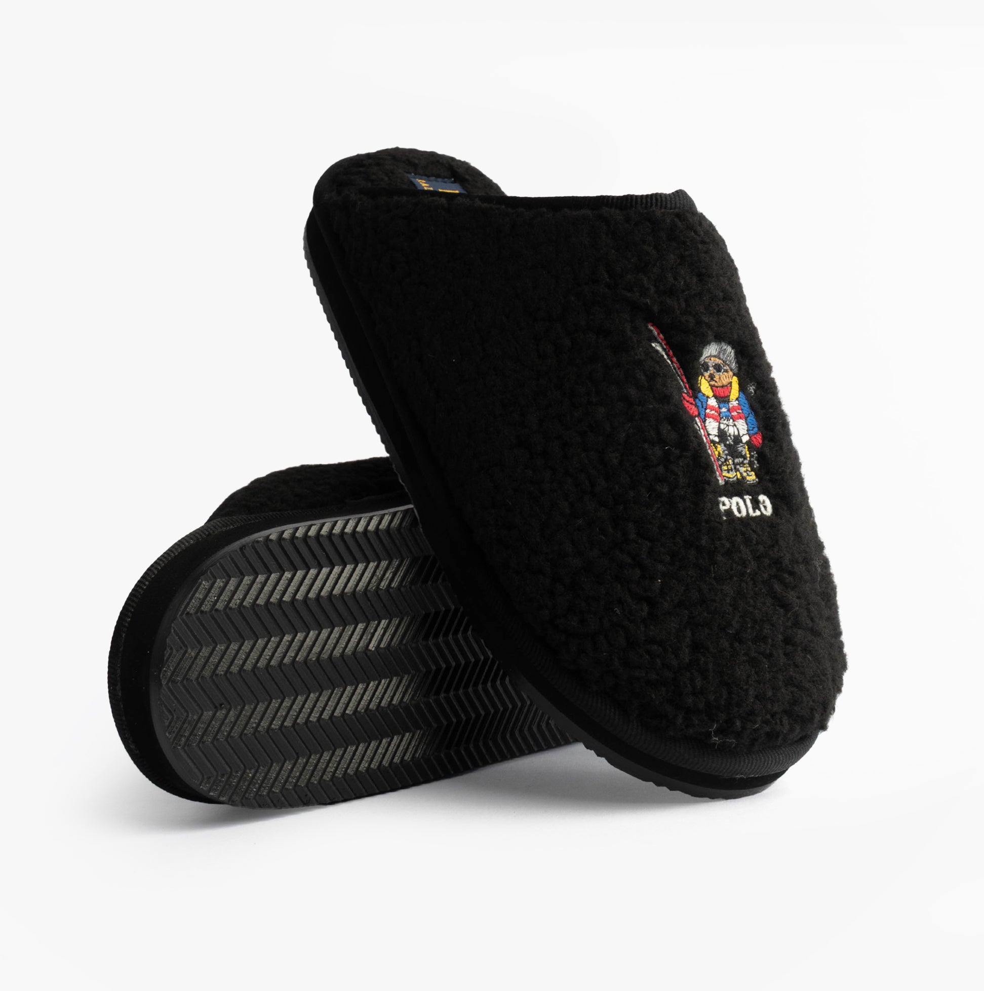Polo Ralph Lauren KAYLEIGH SCUFF II BEAR Womens Mule Slippers Black