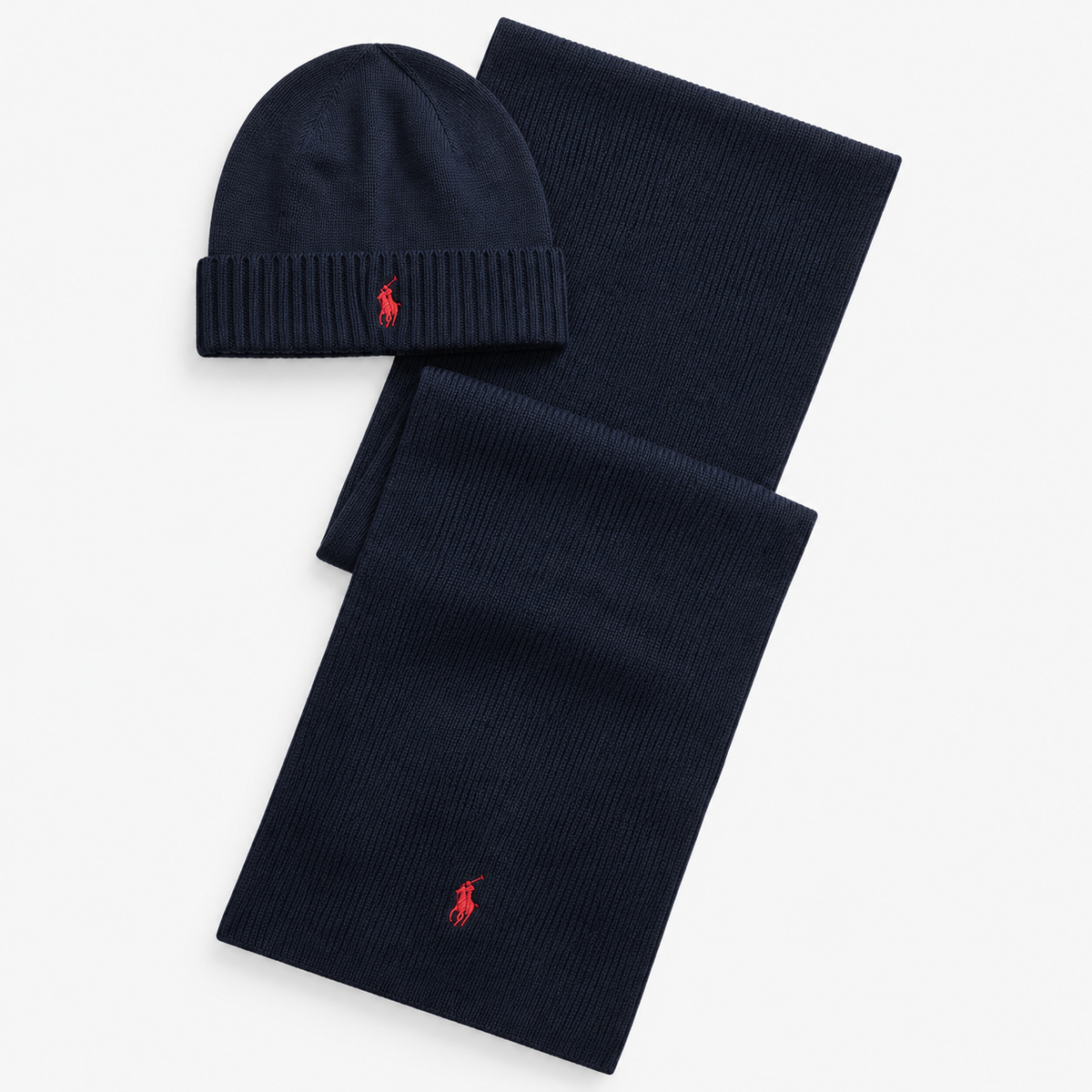 Polo Ralph Lauren Hat and Scarf Set Mens Beanie Hunter Navy