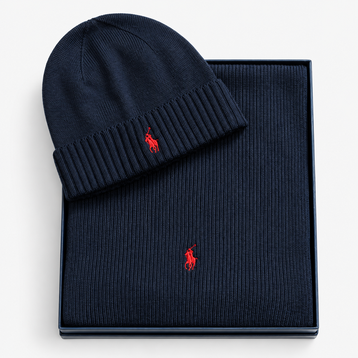 Polo Ralph Lauren Hat and Scarf Set Mens Beanie Hunter Navy